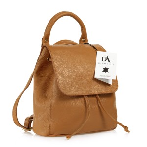 Rucsac dama din piele naturala DiAmanti Umberto Maro Deschis Coniac